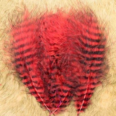 Hends Grizzly Marabou Feathers GM315 - Red / Black Striped