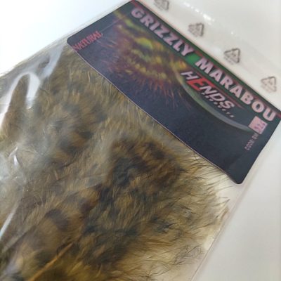 Hends Grizzly Marabou Feathers GM326 - Yellow Brown / Black Striped
