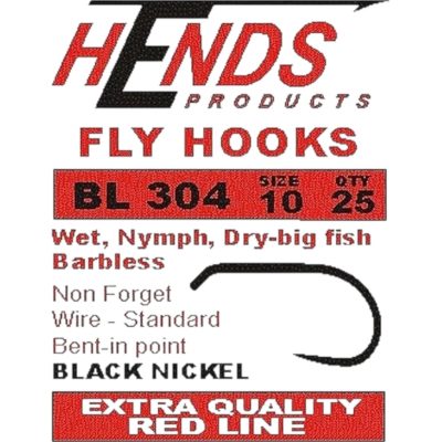 Fly Tying Hooks Hends BL304 #10 25pcs - Black Nickel